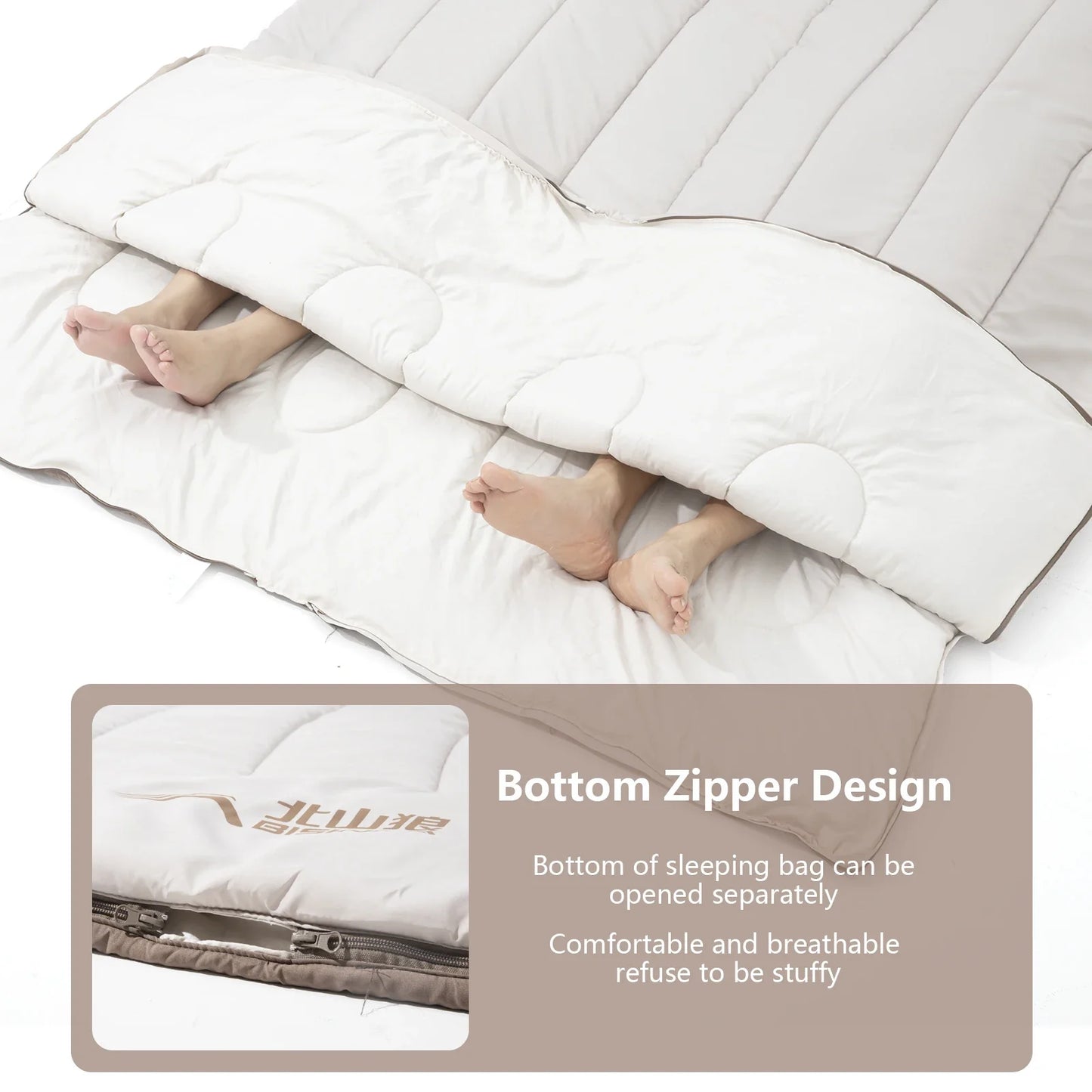 2-Person Detachable Camping Sleeping Bag 2.6kg Grey