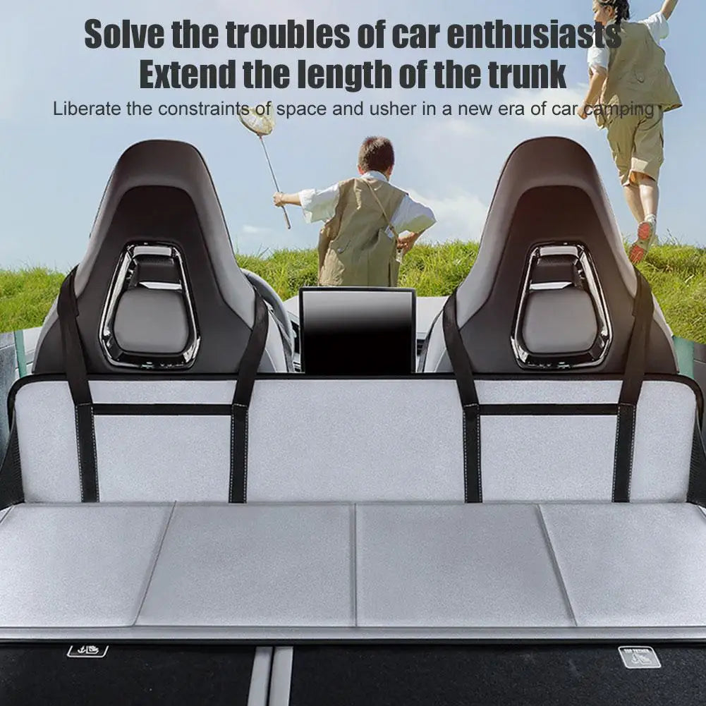 Foldable Car Camping Head Block with Storage Flannel Sleeping Pad Grey