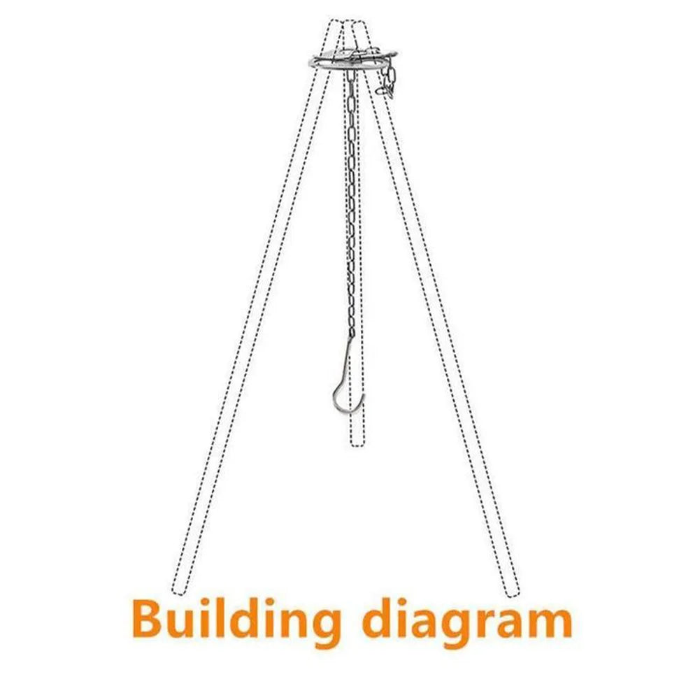 1pc Camping Hanging Tripod W/ Bag Pot Rack