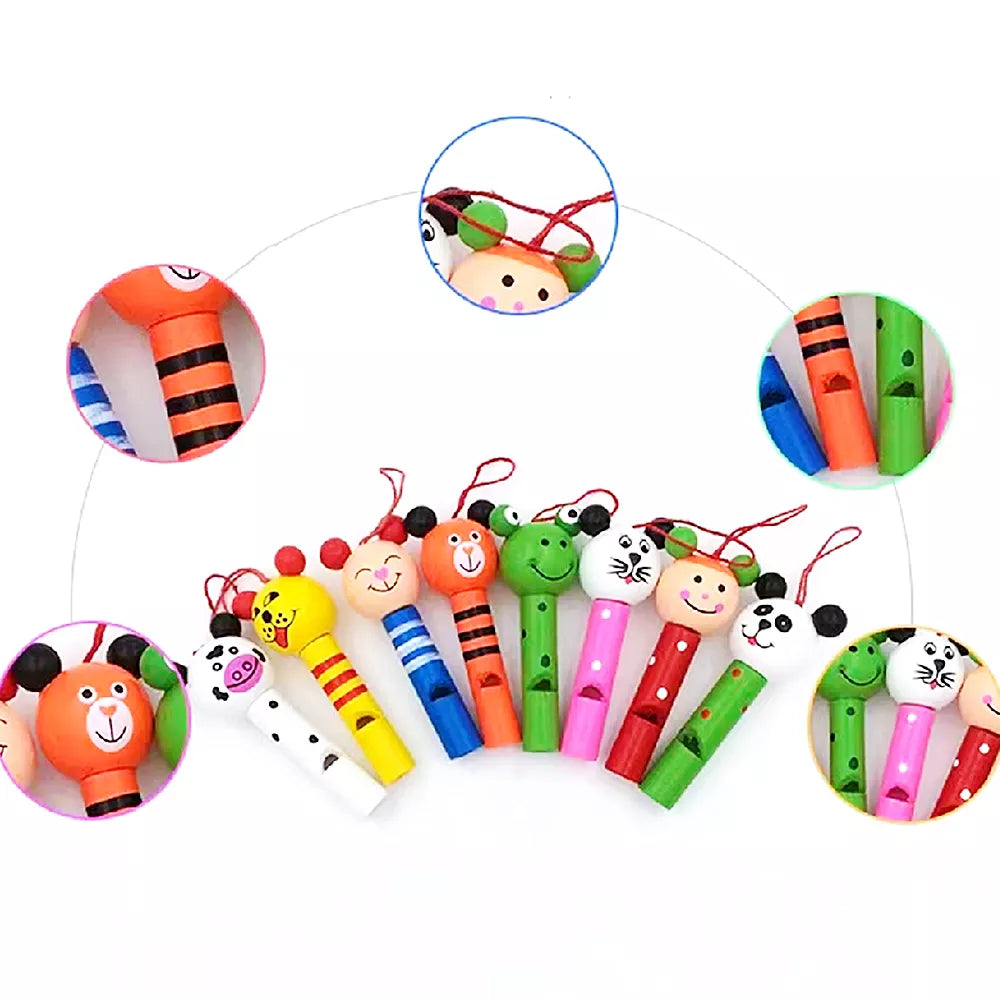 Wooden Mini Cute Animal Whistle Toys