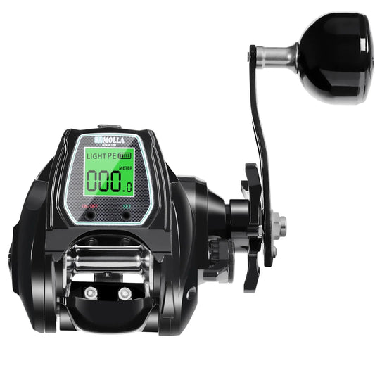 Large Electronic Baitcasting Reel Digital Display Right Hand Black