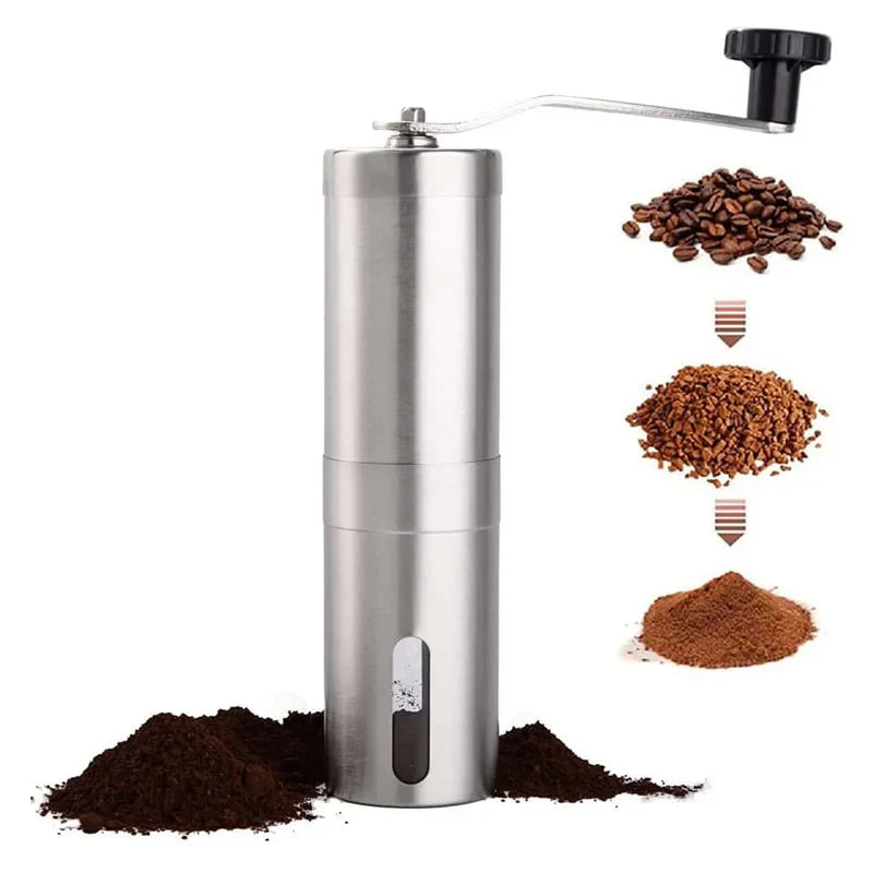 Manual Coffee Grinder Stainless Steel Hand Crank Conical Burr Grinder Silver