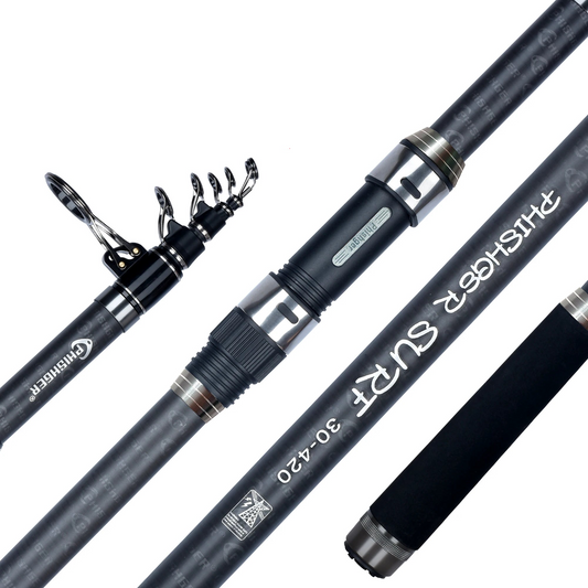 5.3m Telescopic Surf Spinning Rod 30T Carbon Fiber Black