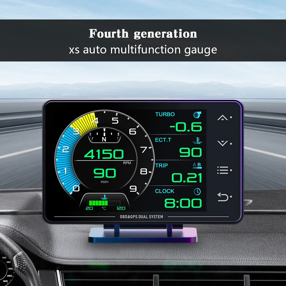 XS HUDGauge–Multi-Function OBD+GPS Car Instrument Black