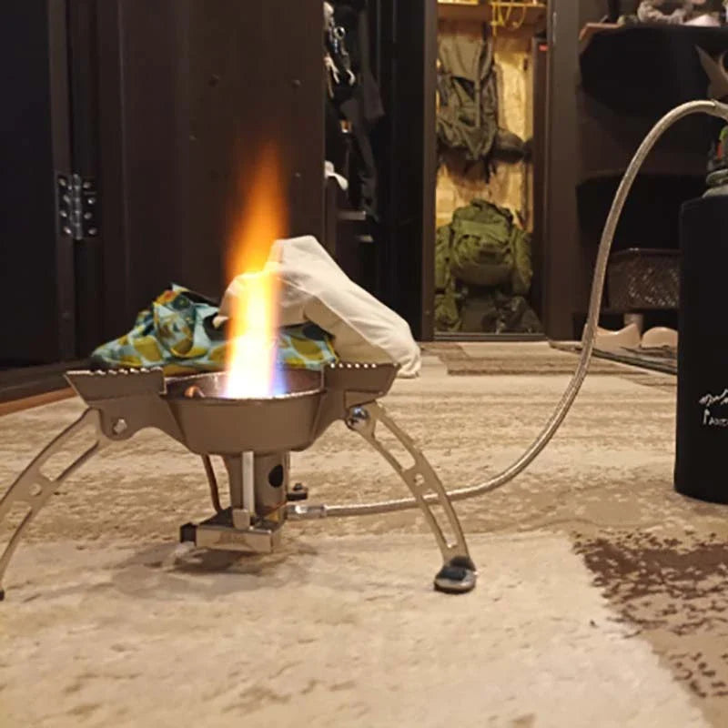 Windproof Camping Gas Stove with Piezo Ignition Grey