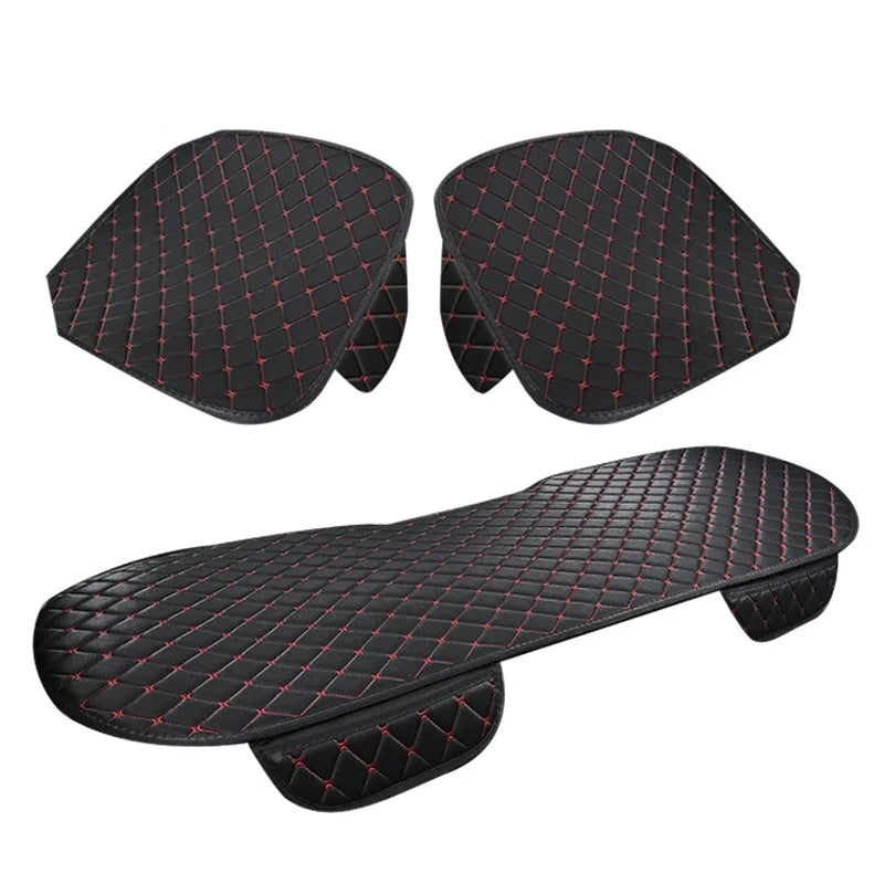 3-Piece Universal Car Seat Covers Breathable Cotton Linen Cushion Set Black