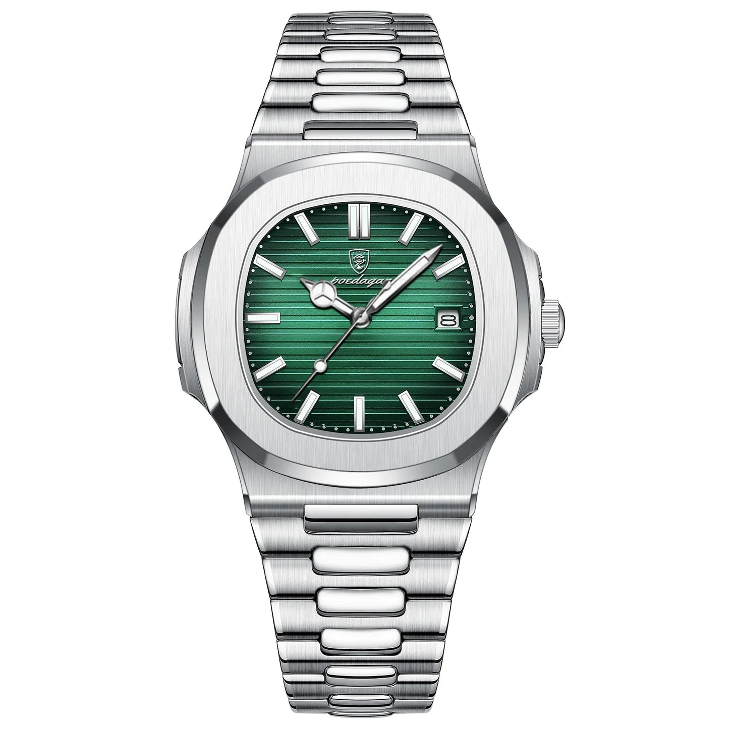 Watch for Men Stainless Steel Square Waterproof Quartz (Green)