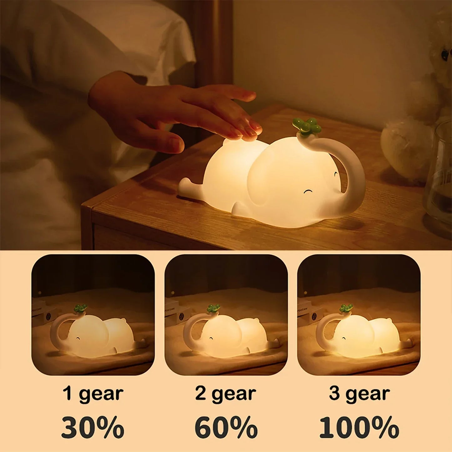 Adorable Elephant Silicone Night Light