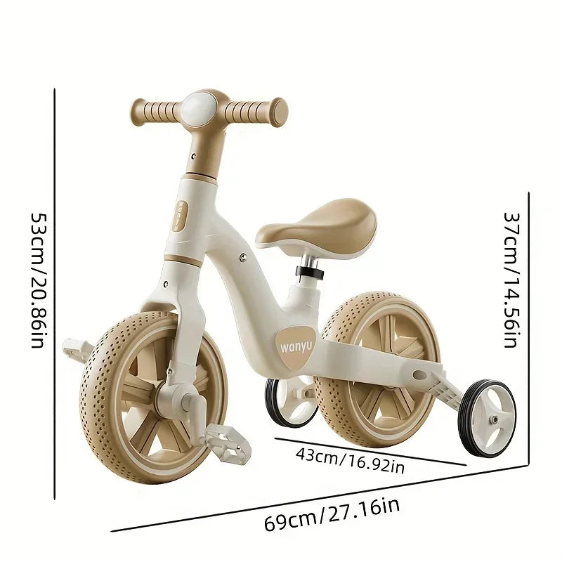 Kids Balance Trike with Training Wheels (2-in-1)