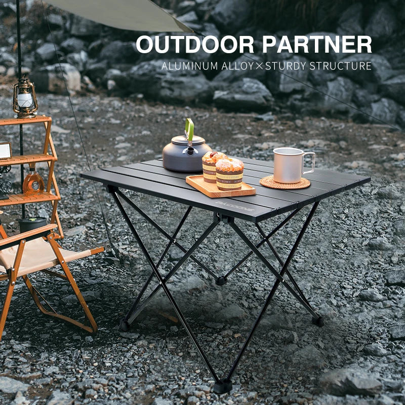 Portable Folding Camping Table Aluminum Black