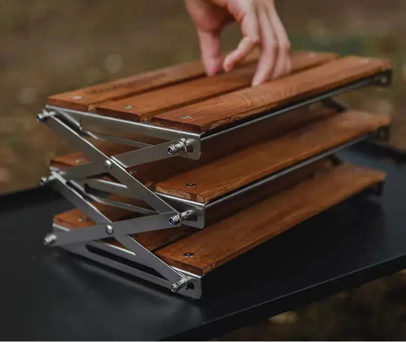 Portable 3-Tier Camping Rack Foldable Brown