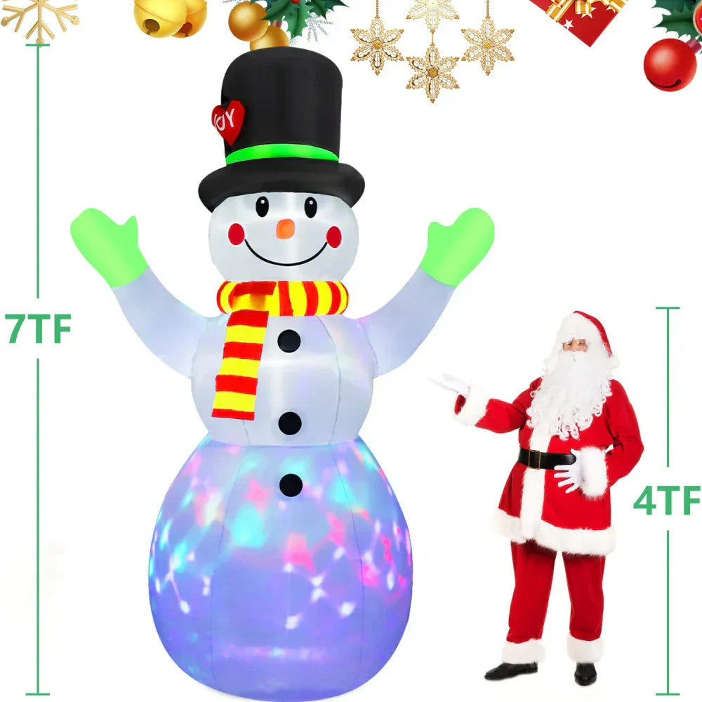 2.4m Rotating Snowman Inflatable Christmas Decoration with LED Lights
