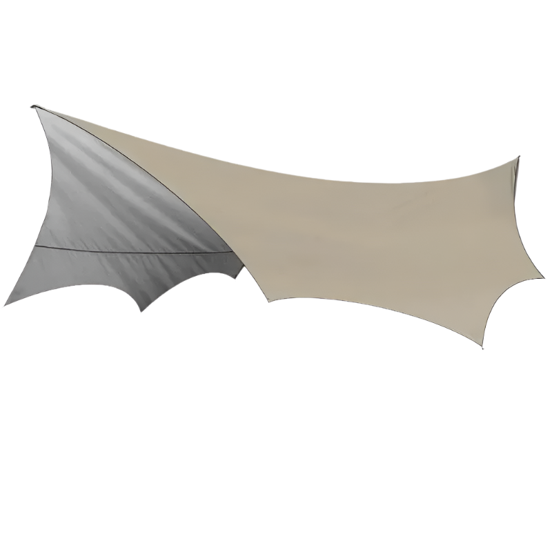 5.1x5.1m Octagon Butterfly Camping Tarp Waterproof Khaki