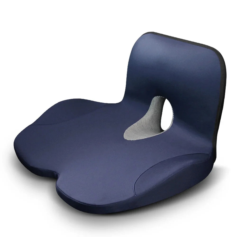L-Shaped Memory Foam Seat Cushion Ergonomic Hip Lumbar Support Blue