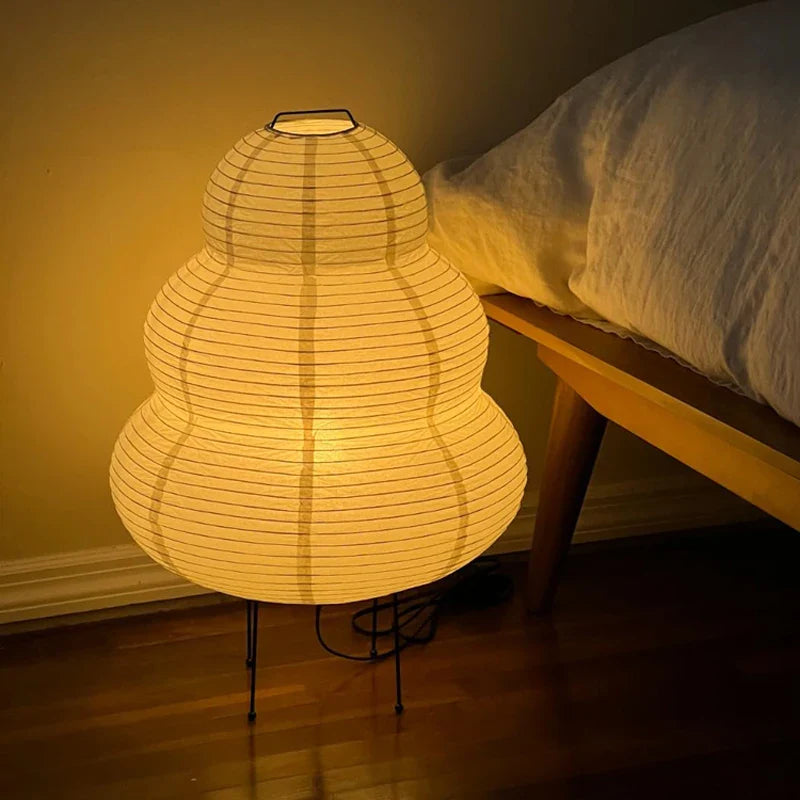 LED Rice Paper Desk Lamp Tricolor Dimming Bedside Light White