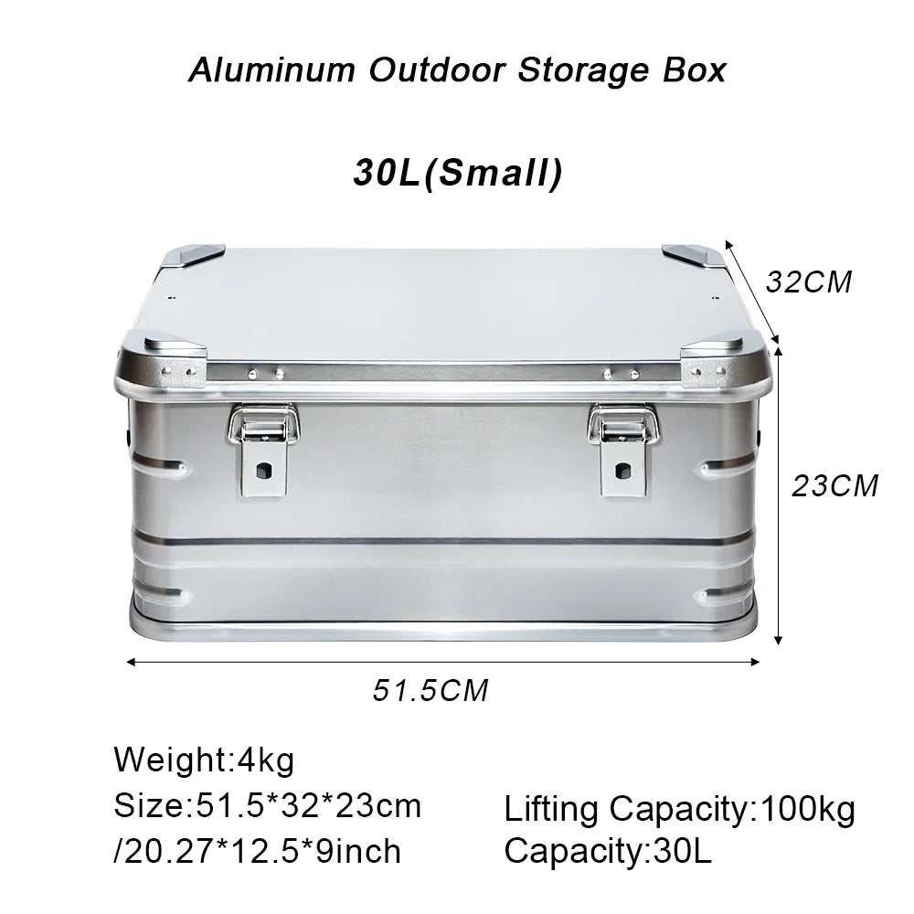 Heavy-Duty Aluminum Alloy Outdoor Storage Box 30L Silver