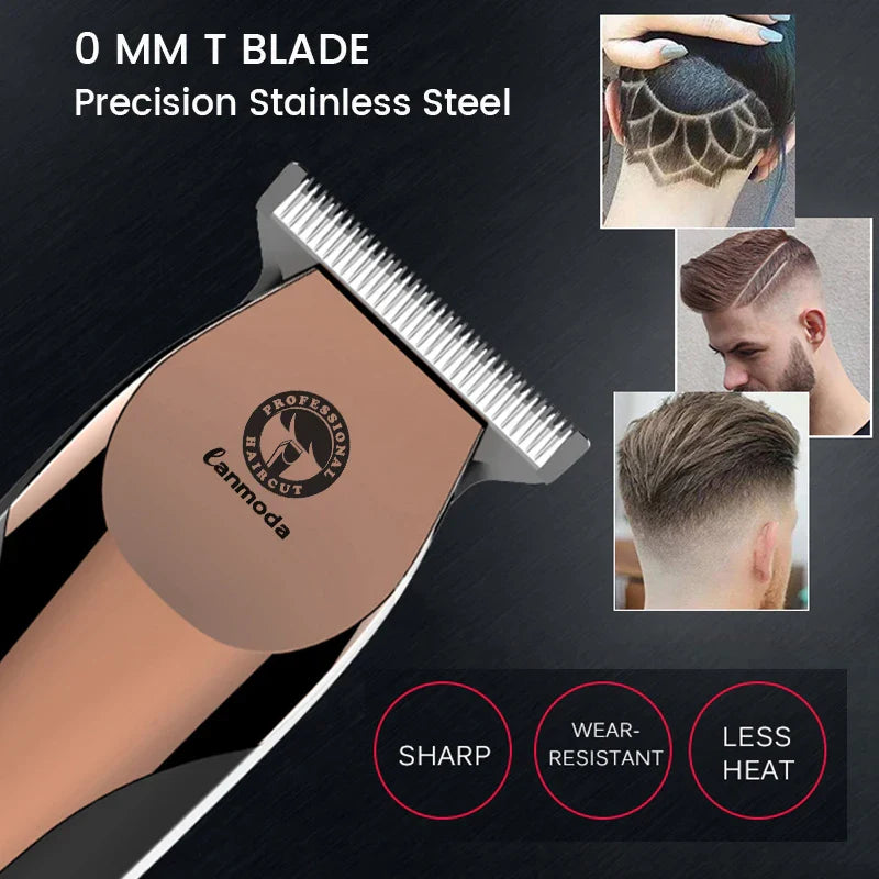 0mm Zero-Gapped Cordless Hair Trimmer Precision Carving Clipper Brown