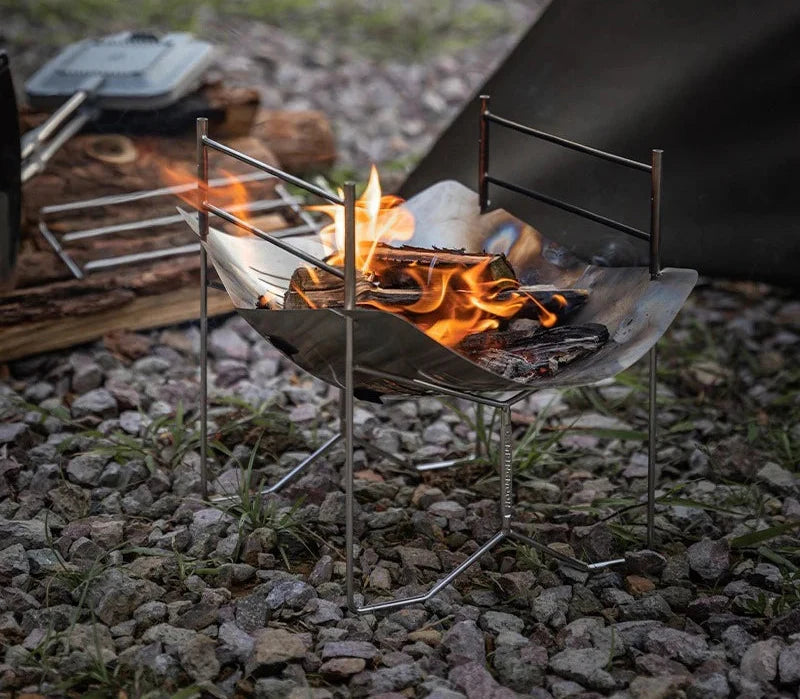 Portable Stainless Steel Folding BBQ Grill Stove Silver