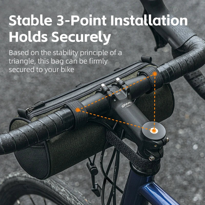 2L Bicycle Handlebar Bag Tube Pannier with Shoulder Strap Green