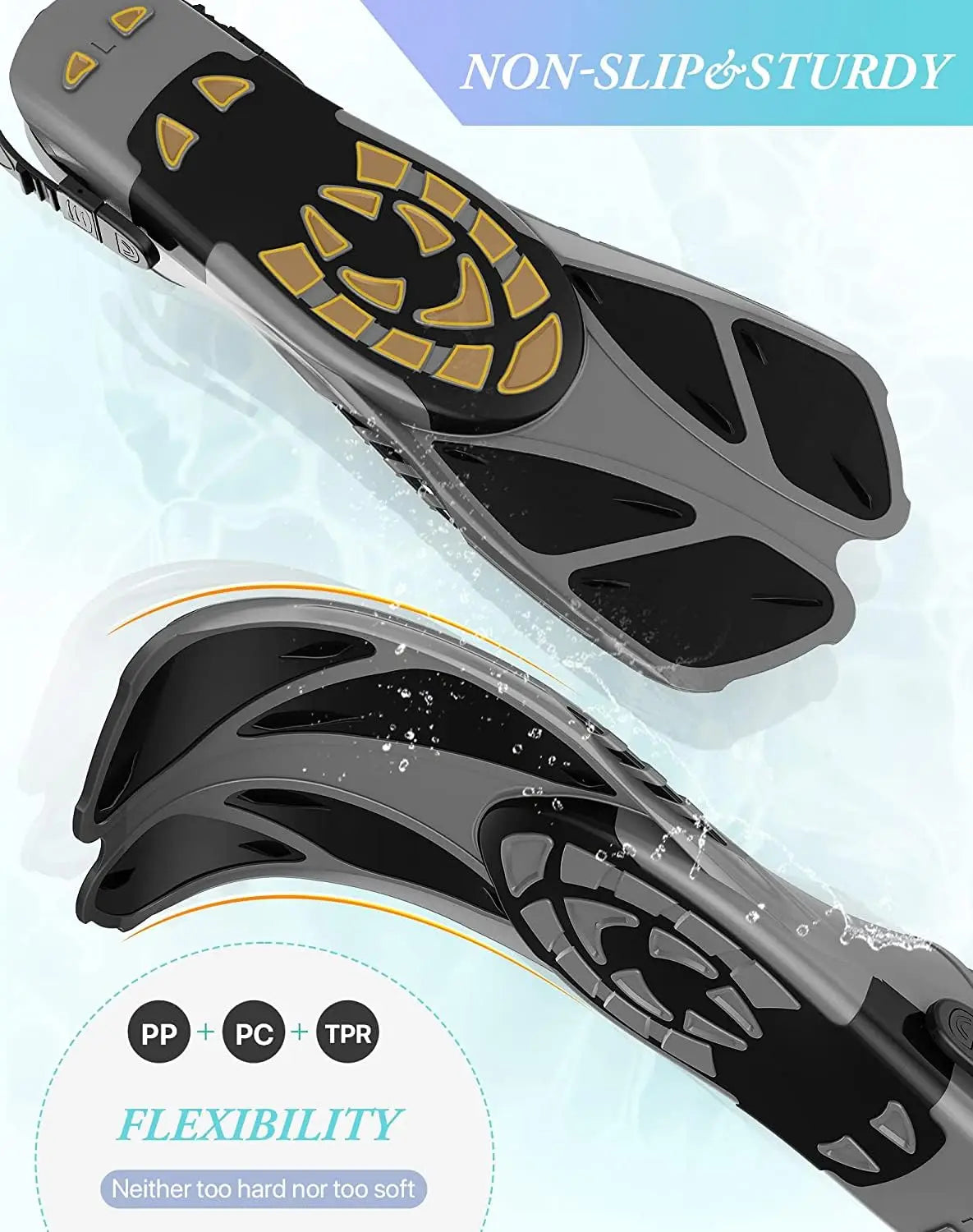Adjustable Open-Heel Snorkel Fins for Diving and Swimming