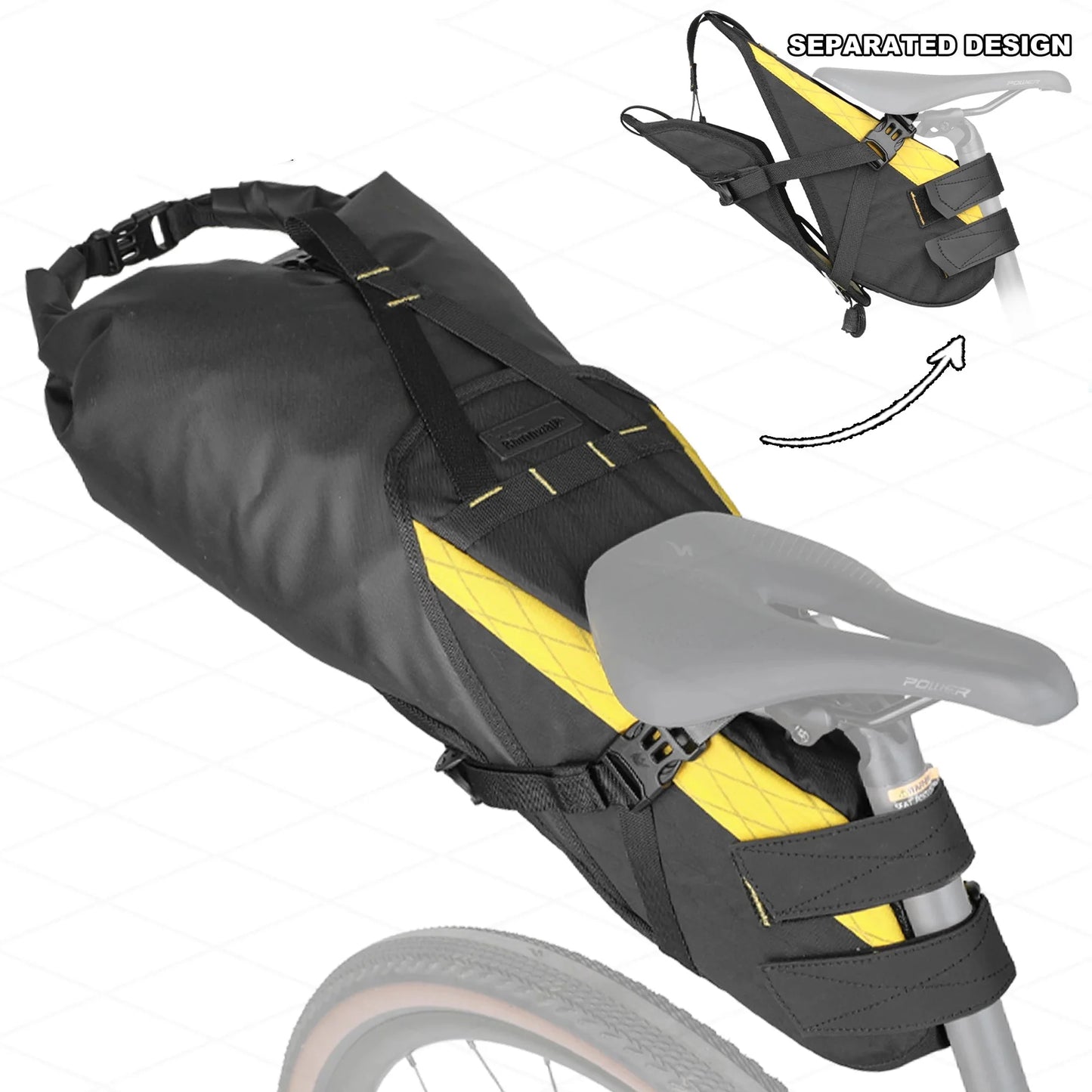 14L Waterproof Bike Saddle Bag Stable Removable Dry Bag Yellow