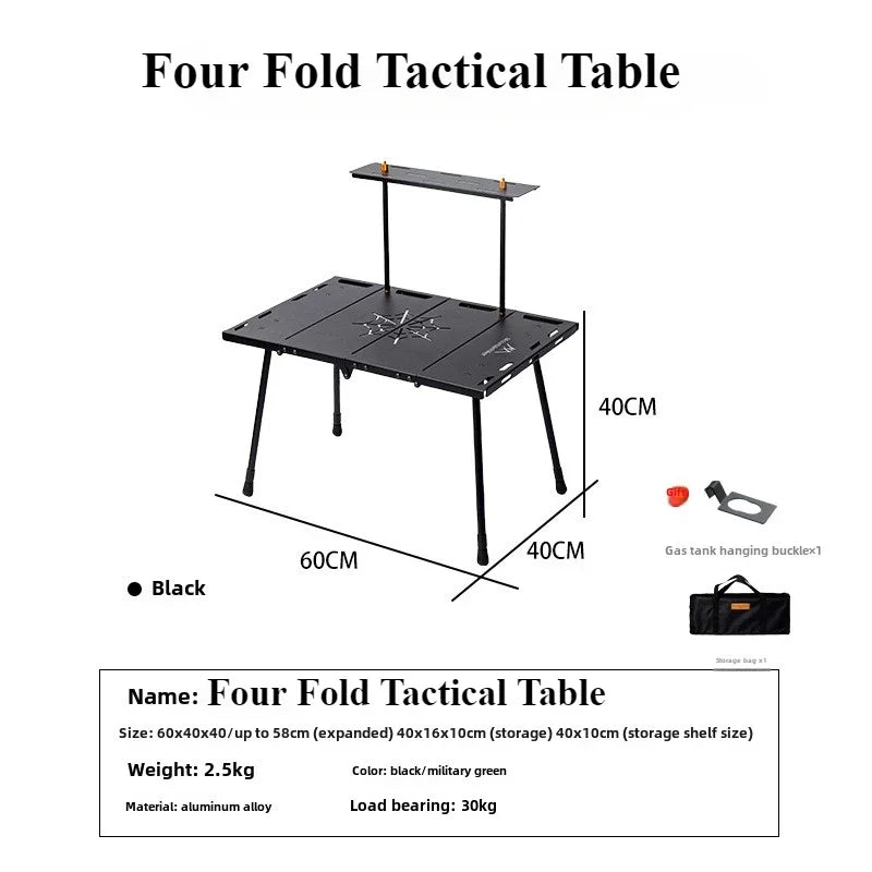 Four Fold Tactical Camping Table Black