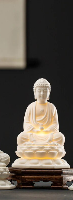 Ceramic Buddha LED Lamp: Tranquil Dhyana Sculpture