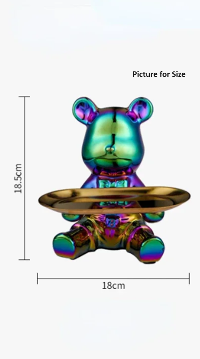 Sculpted Elegance: Silver-B Ceramic Electroplated Bear Doll Ornament