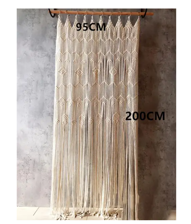 Boho Bliss: Hand-Woven Cotton Door Curtain Tapestry for Artistic Decor