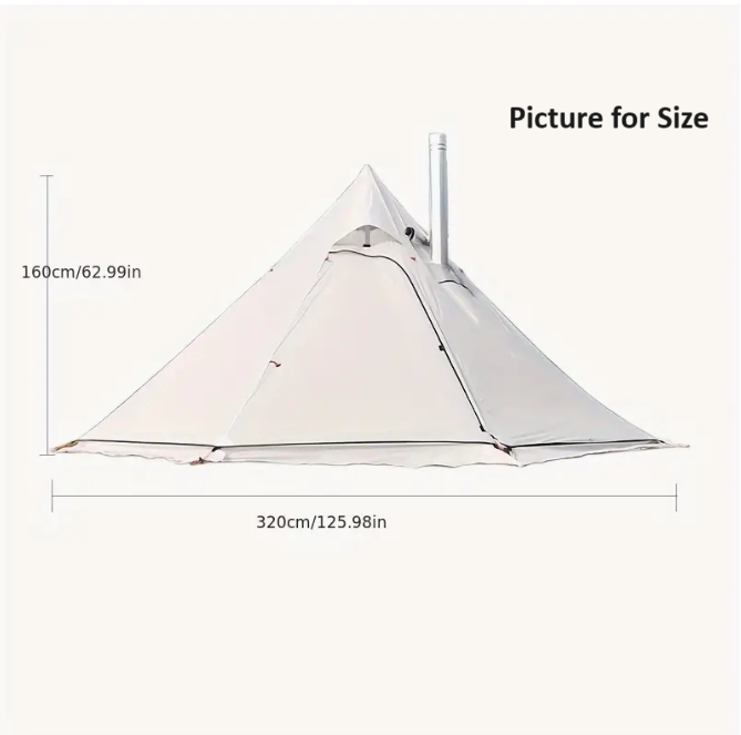Ultra-Light 3.2m Diameter Four-Season Camping Pyramid Tent with Smoke Window