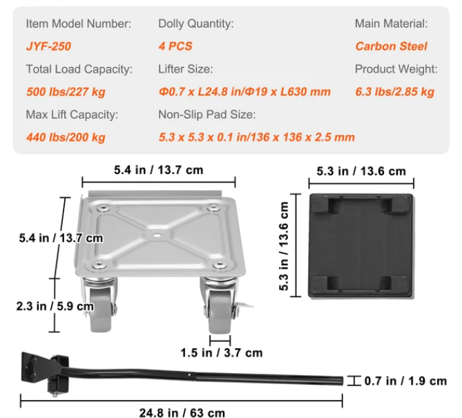 4pcs Industrial Machinery Mover - 360° Rotation, Heavy Furniture Transport