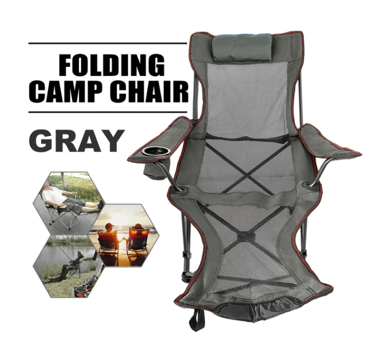 Outdoor Folding Camp Chair with Backrest & Footrest