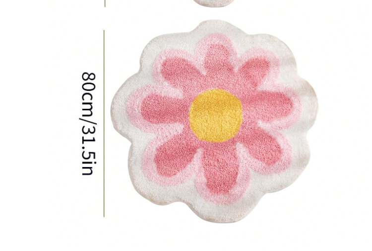 Chic Pink Plush Home Carpet - Petal-Shaped Delight