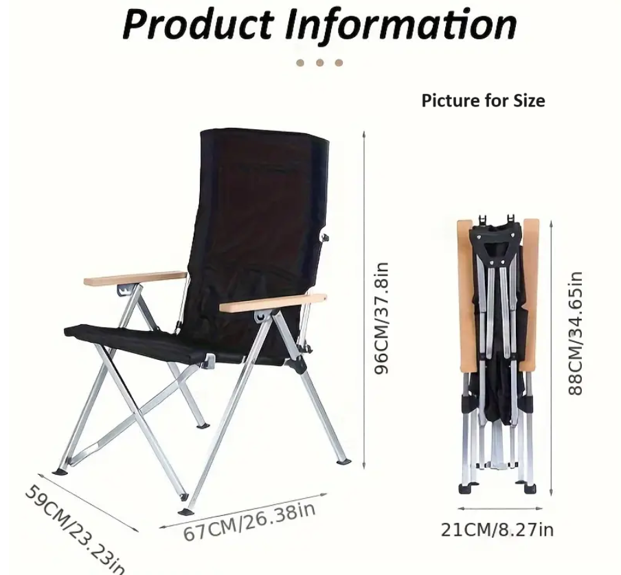Foldable Outdoor Chair - Khaki, Four Adjustable Positions
