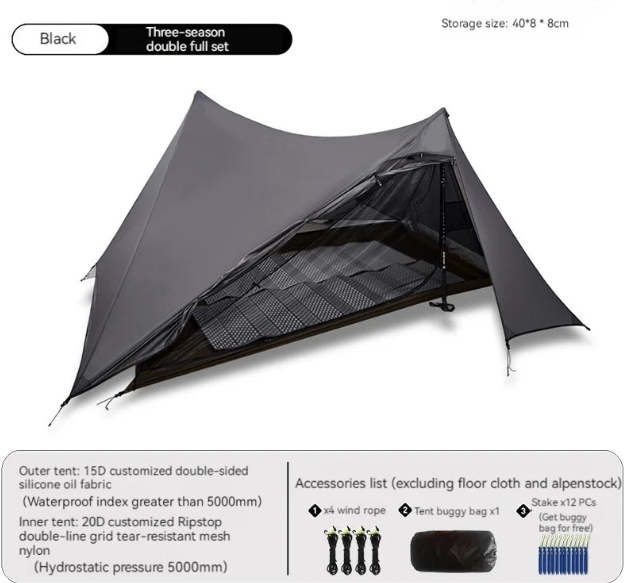 Double-Sided Silicon-Coated Pyramid Tent