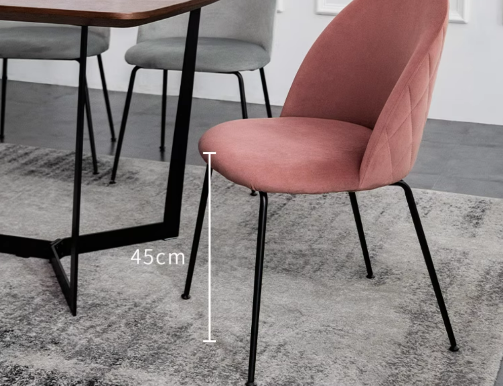 Light Luxury Velvet Dining Chair Modern Leisure Chair with Backrest Pink