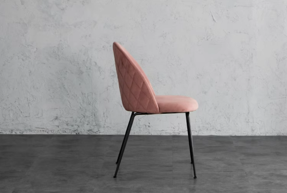 Light Luxury Velvet Dining Chair Modern Leisure Chair with Backrest Pink