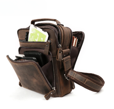 Vintage Genuine Leather Men's Small Shoulder Bag
