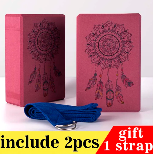 EVA Yoga Block Foam Brick Set for Gym Pilates (Burgundy)