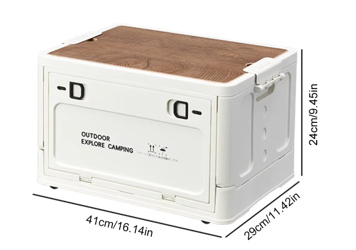 Portable Multifunctional Folding Car Storage Box with Wooden Lid