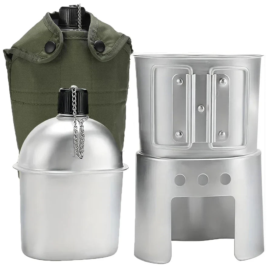 Camping Water Cup with Storage Pouch Silver