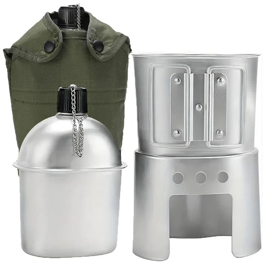 Camping Water Cup with Storage Pouch Silver