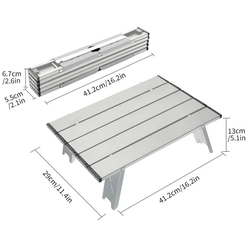 Aluminum Alloy Mini Camping Table Foldable Silver