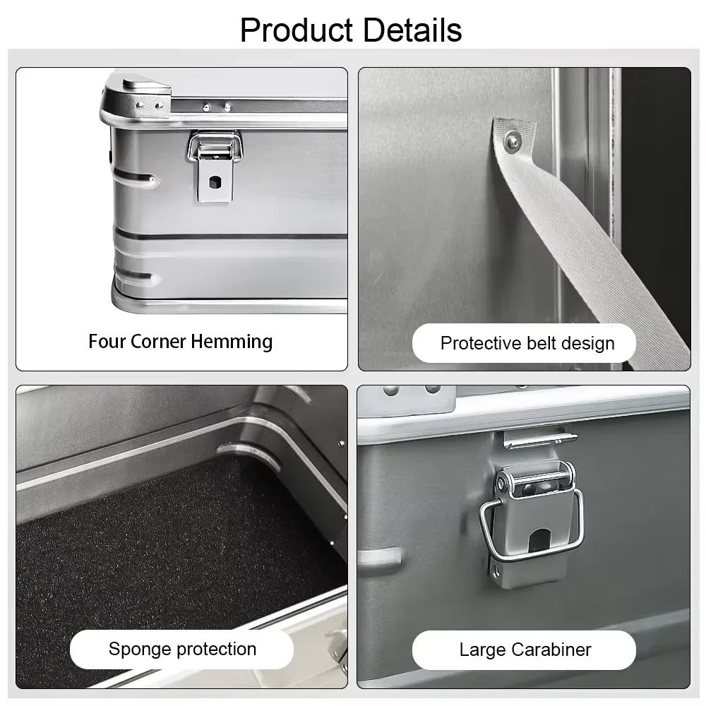 Heavy-Duty Aluminum Alloy Outdoor Storage Box 30L Silver