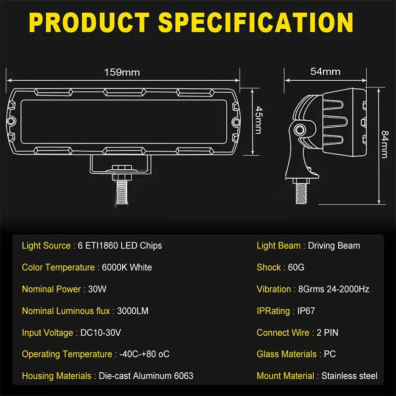 6-Inch 6D 7D LED Work Light Bar