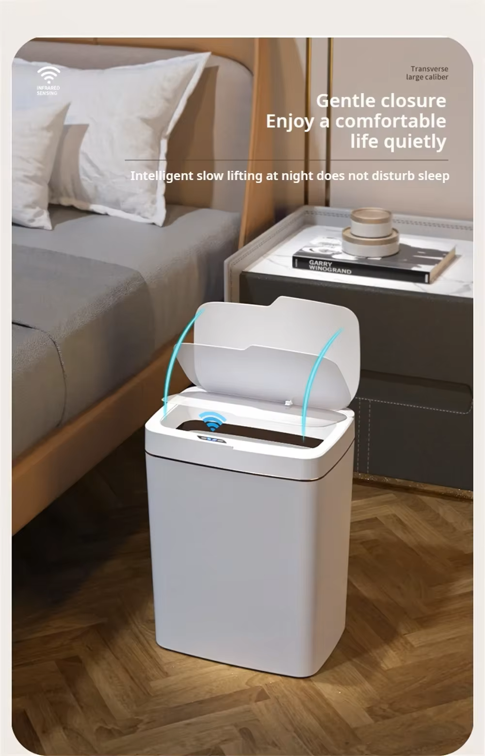 15L Smart Sensor Trash Can – Automatic Bagging, Battery-Powered (White)