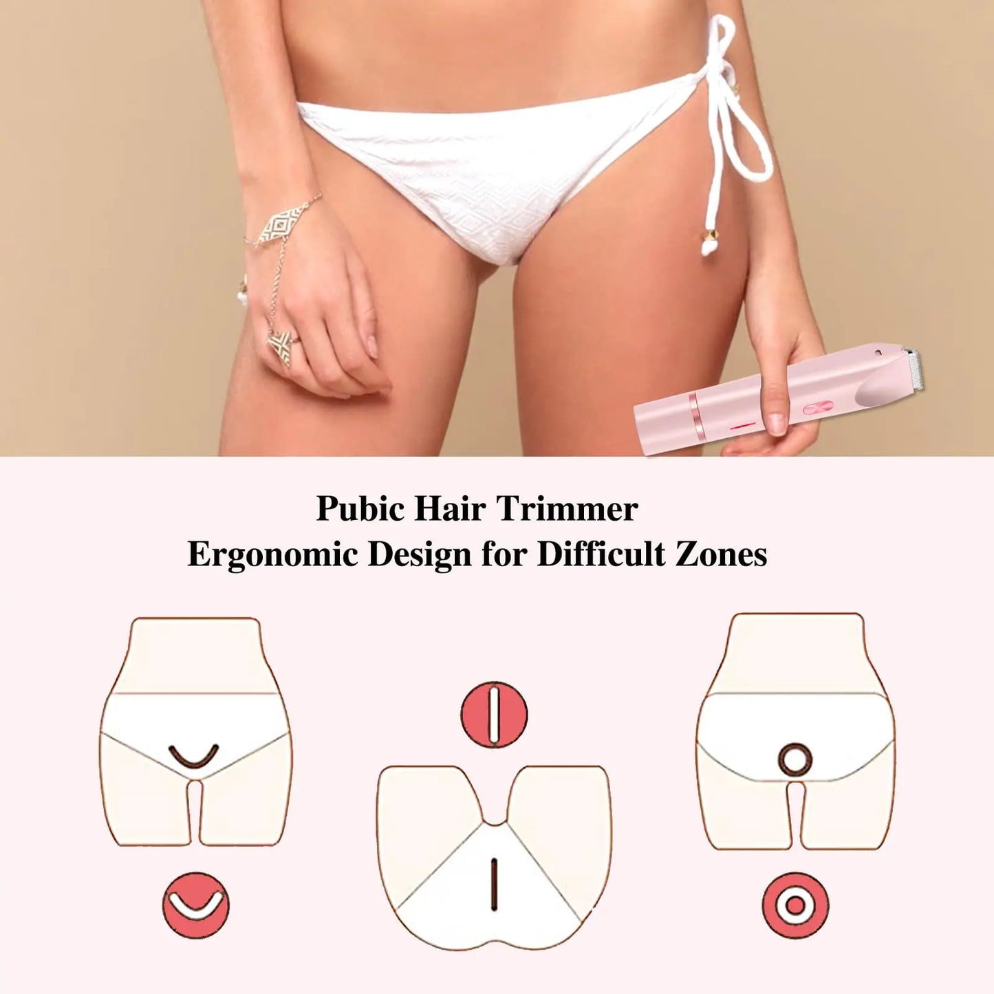 2 in 1 Electric Bikini Trimmer & Facial Shaver Waterproof Pink