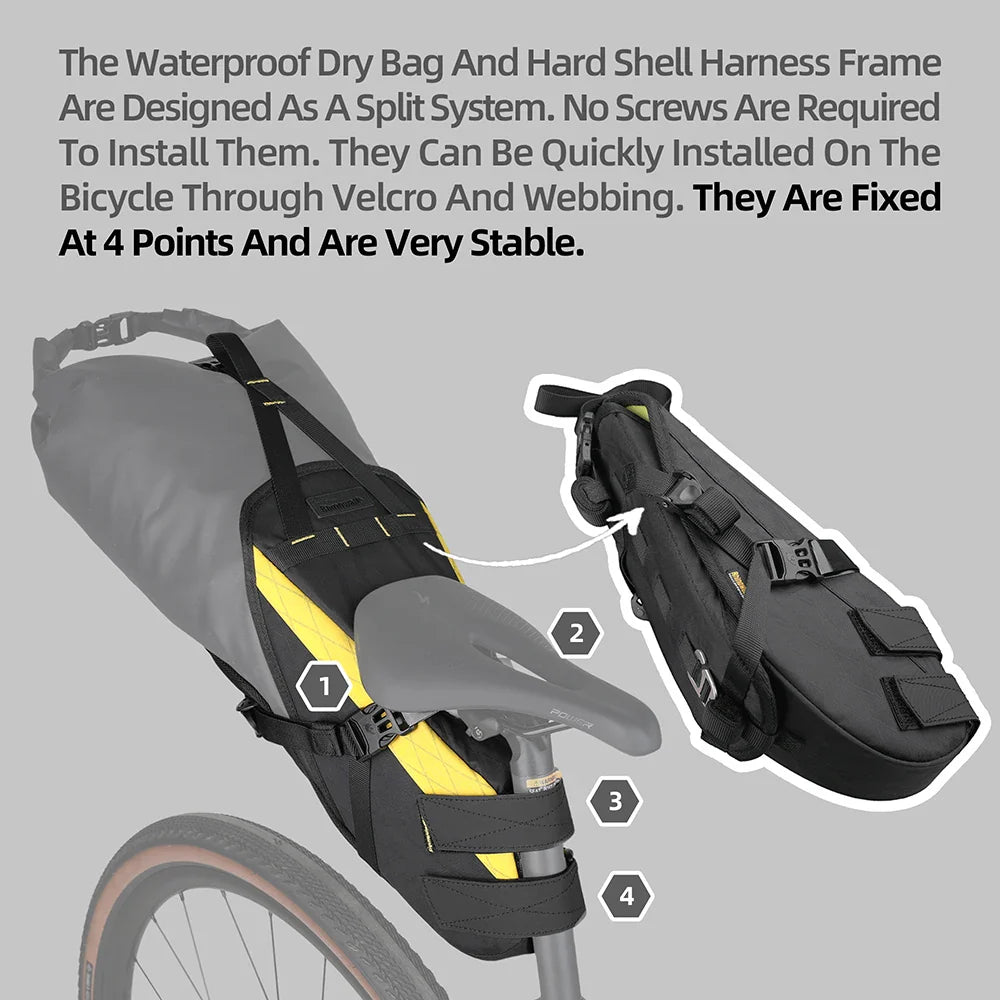 14L Waterproof Bike Saddle Bag Stable Removable Dry Bag Yellow