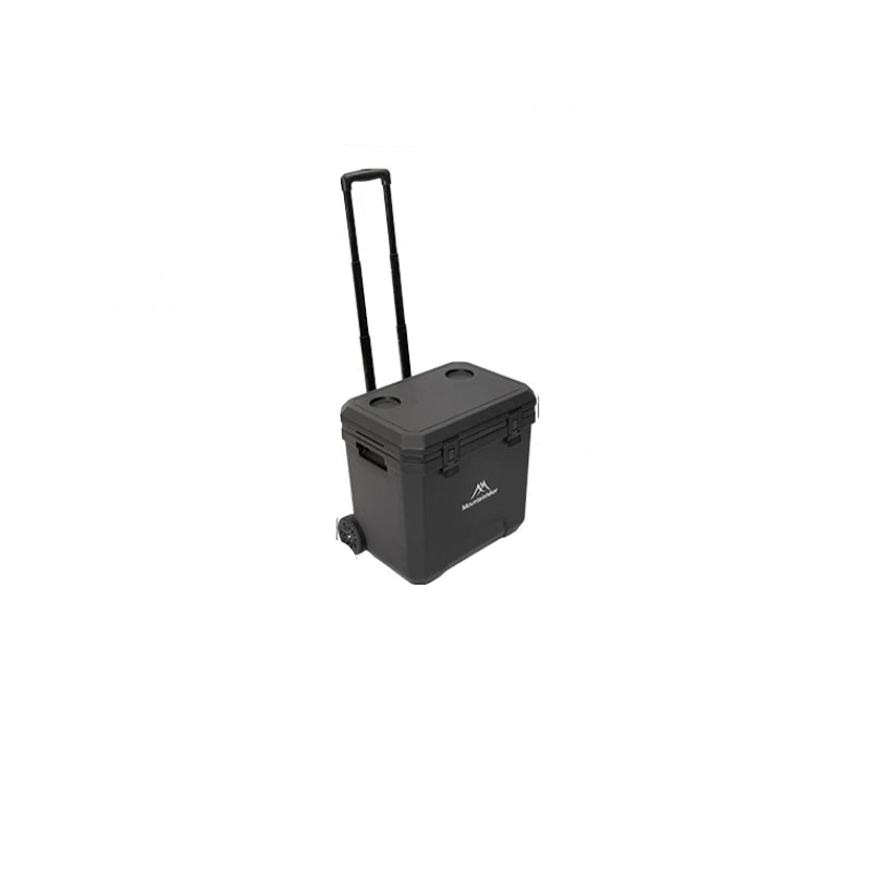 36L Portable Outdoor Refrigerator Box with Trolley Wheels Black