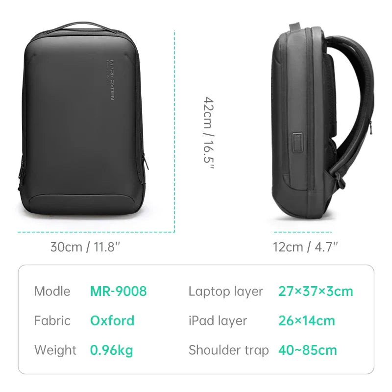 Streamlined Black Minimalist Hard Shell Laptop Backpack
